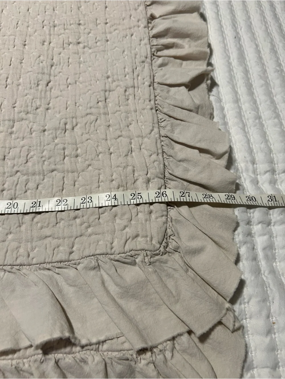 Piubelle set of 3 Euro shams Neutral Cream Ruffled Quilted - Home Bedding